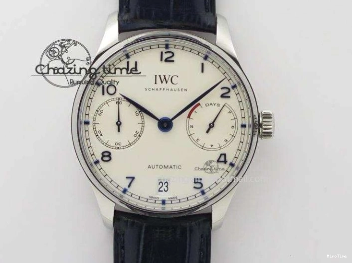 MIROTIME 0316 ZeroBulk Portuguese Real PR IW500715 SS AZF 1:1 Best Edition White Blue Dial on Blue Leather Strap A 7034